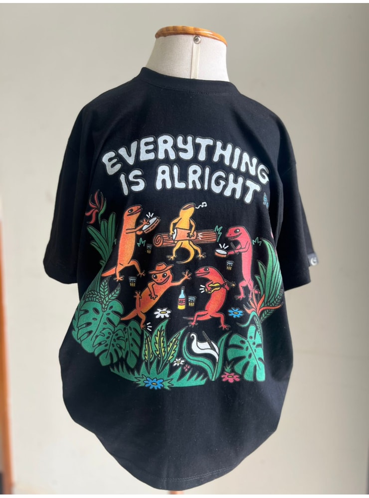 Camiseta Lagartixas Everything is Alright - Preta — imagem 1