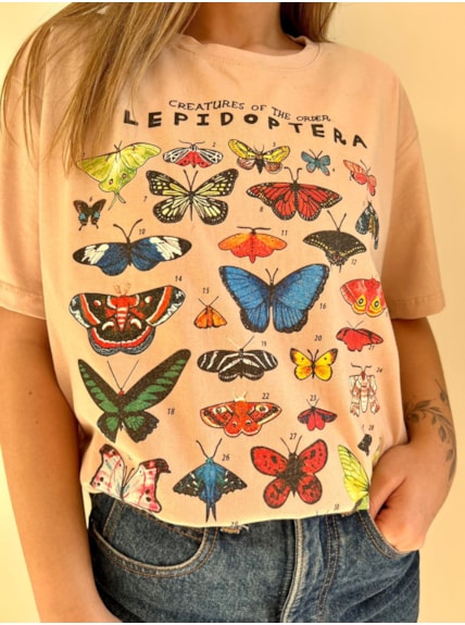 Camiseta Lepidoptera - Cáqui