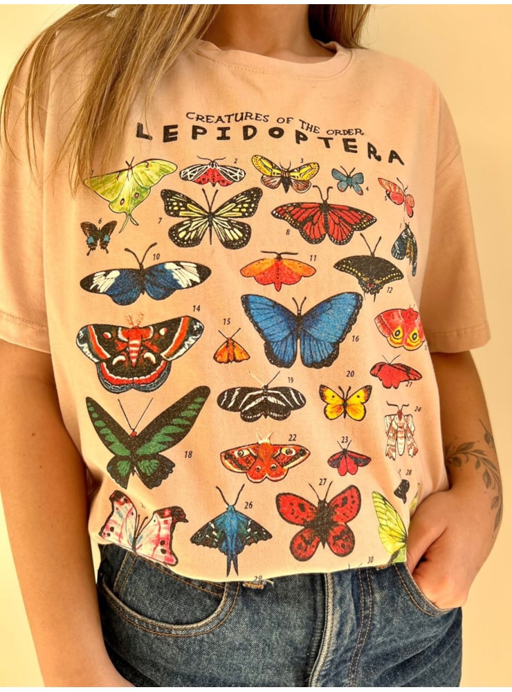Camiseta Lepidoptera - Cáqui — imagem 1