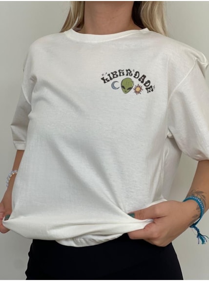 Camiseta Liberdade - Off-White - Frente e Verso