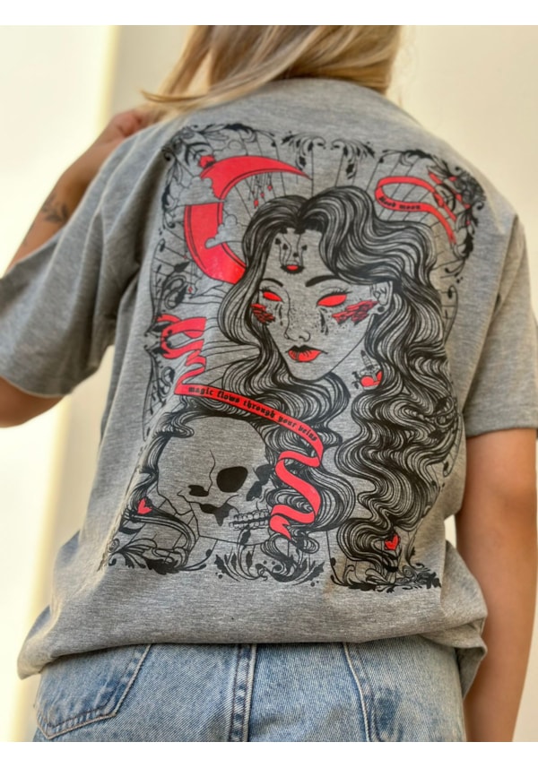 Camiseta Lua de Sangue - Mescla - Frente e Verso