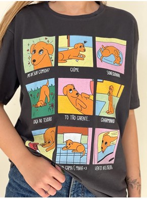 Camiseta Mãe de Dog Sabe Brincar - Chumbo
