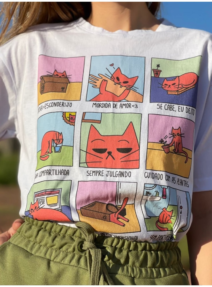 Camiseta Mãe de Gato Sabe Brincar - Branca — imagem 1