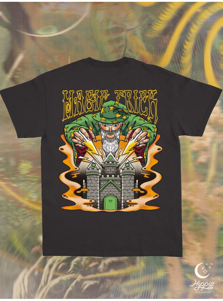 Camiseta Magic Trick - Preta - Frente e Verso — imagem 1