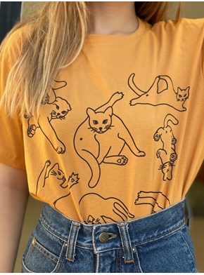 Camiseta Mania de Gato - Caramelo