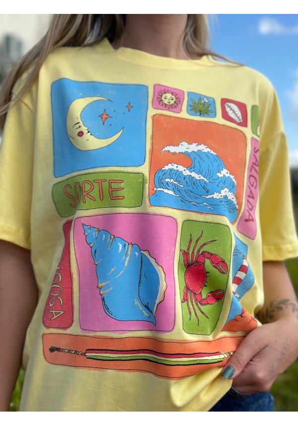 Camiseta Maré de Sorte - Amarela Clara