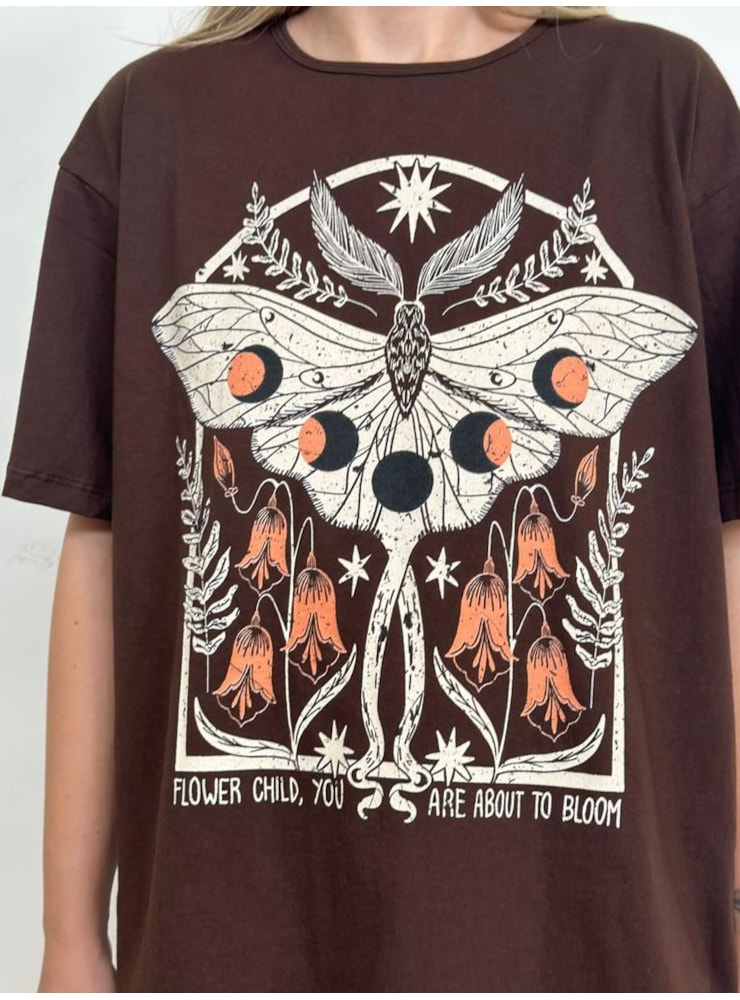 Camiseta Mariposa Flower Child - Marrom — imagem 2