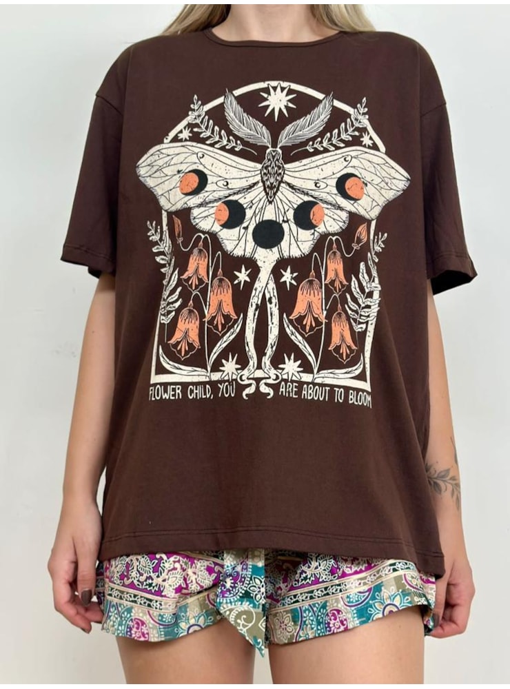 Camiseta Mariposa Flower Child - Marrom — imagem 4