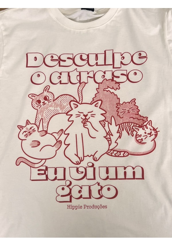 Camiseta Me atrasei Gato - Off-White