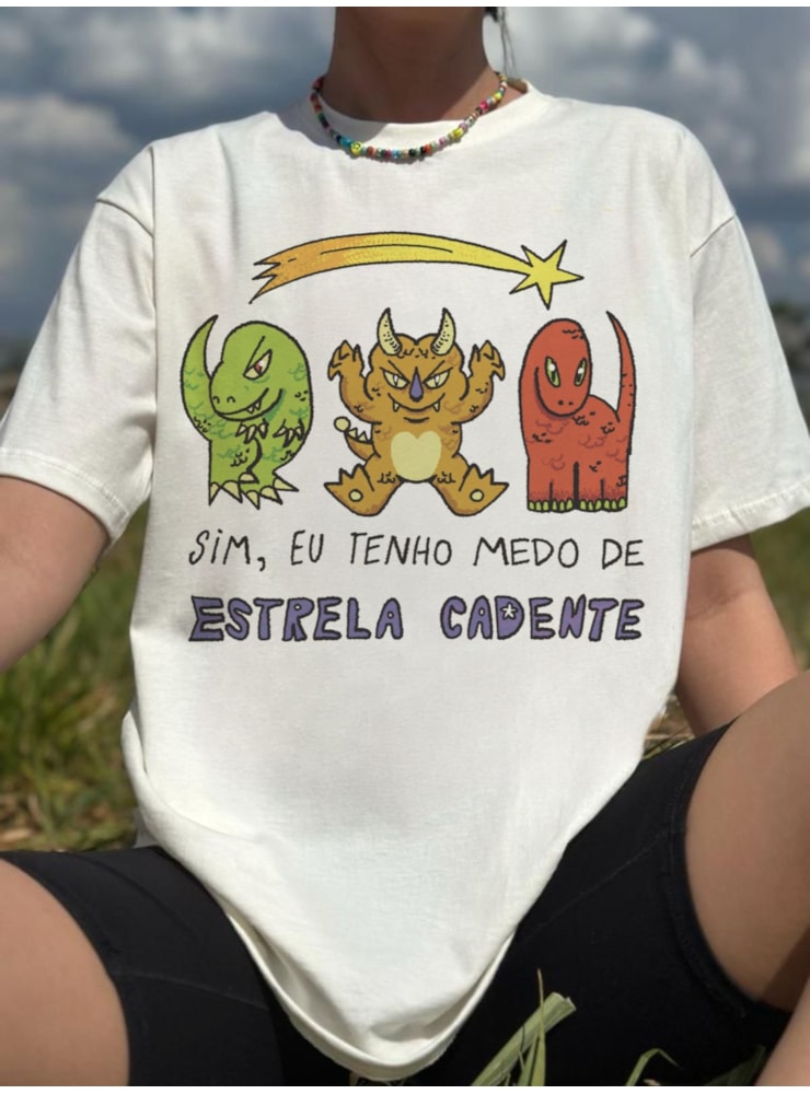 Camiseta Medo de Estrela Cadente - Off-White — imagem 1