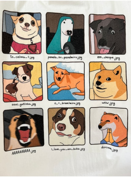 Camiseta Memes de Cachorro - Off-White