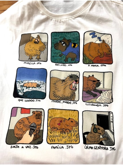 Camiseta Memes de Capivara - Off-White