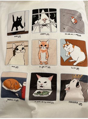Camiseta Memes de Gato - Off-White