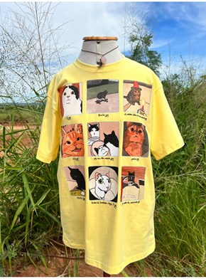 Camiseta Memes de Gato Parte 2 - Amarela Clara