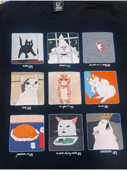 Camiseta Memes de Gato - Preta