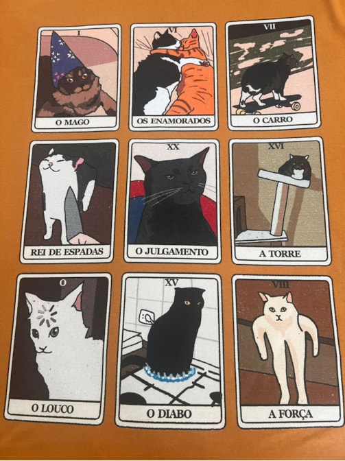 Camiseta Memes de Gato Tarot - Caramelo