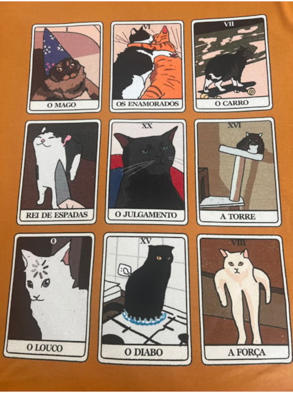 Camiseta Memes de Gato Tarot - Caramelo