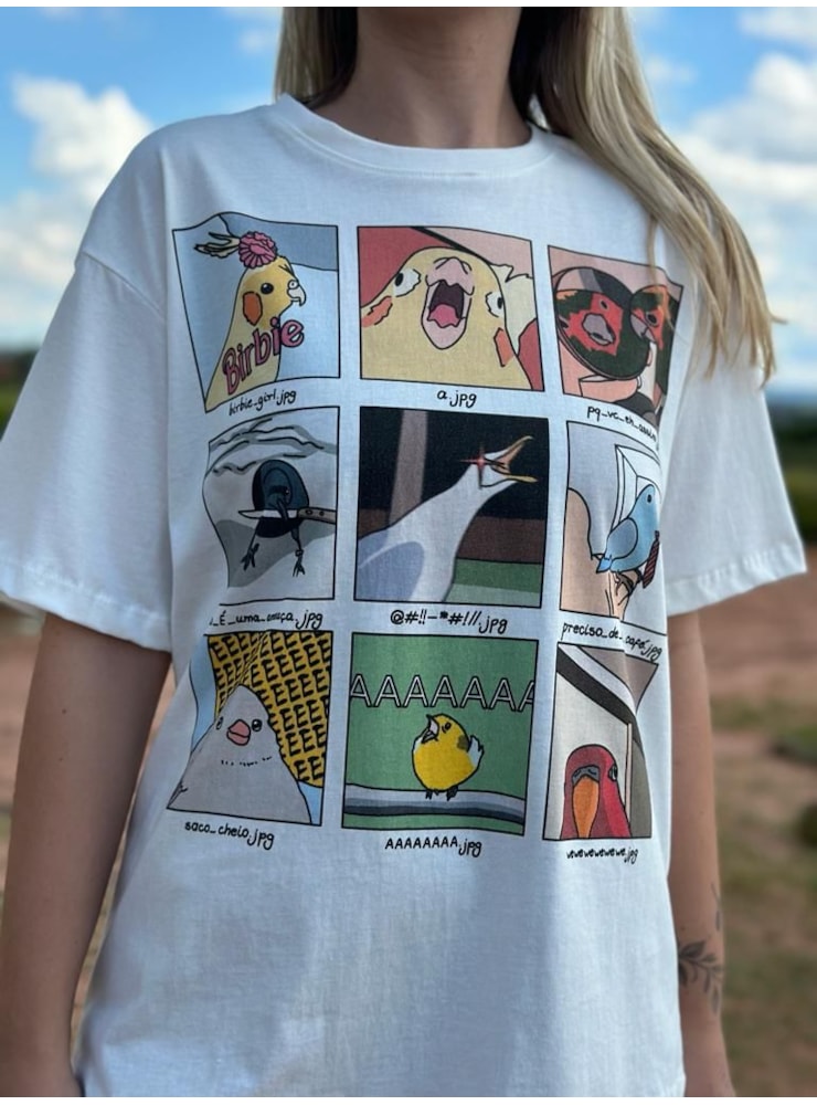 Camiseta Memes de Passarinho - Off-White — imagem 2