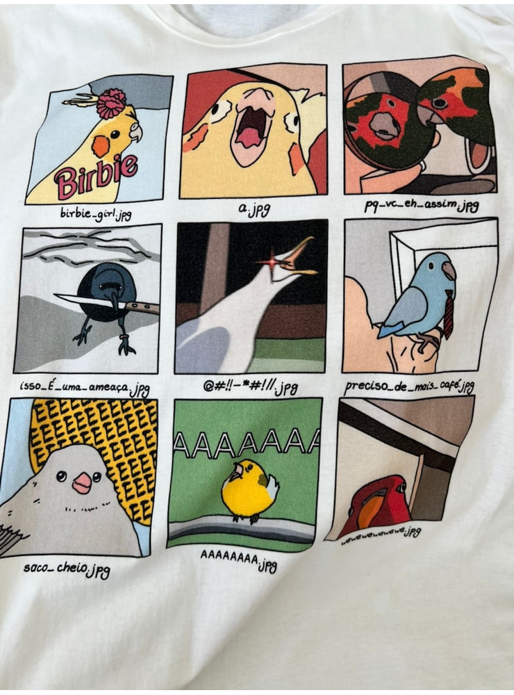 Camiseta Memes de Passarinho - Off-White — imagem 3