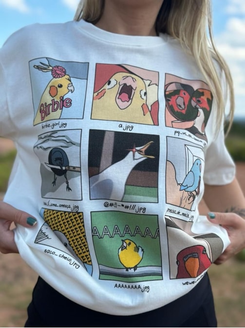 Camiseta Memes de Passarinho - Off-White