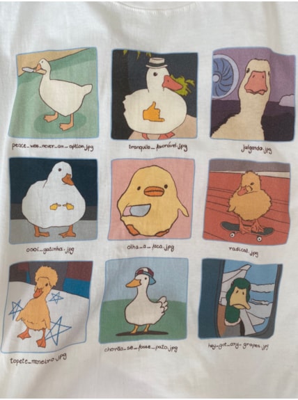 Camiseta Memes de Pato - Off-White