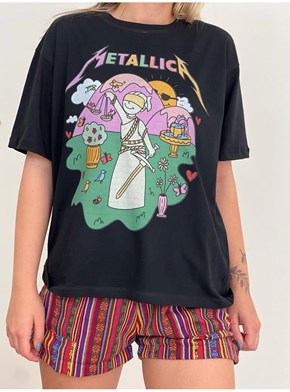 Camiseta Metallica - Bandas Cartoon - Preta