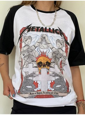 Camiseta Metallica - Raglan Branca