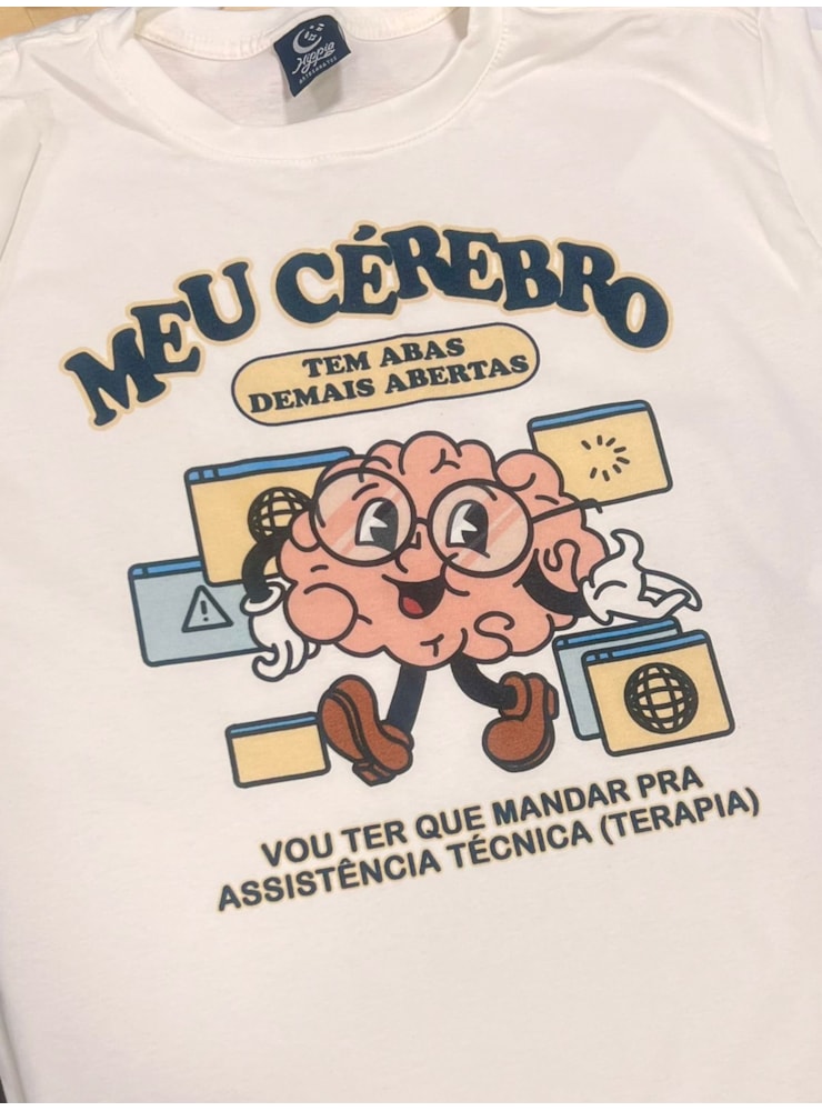 Camiseta Meu Cérebro - Off-White — imagem 2