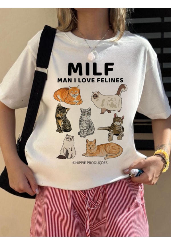Camiseta Milf Man I Love Felines - Off-White
