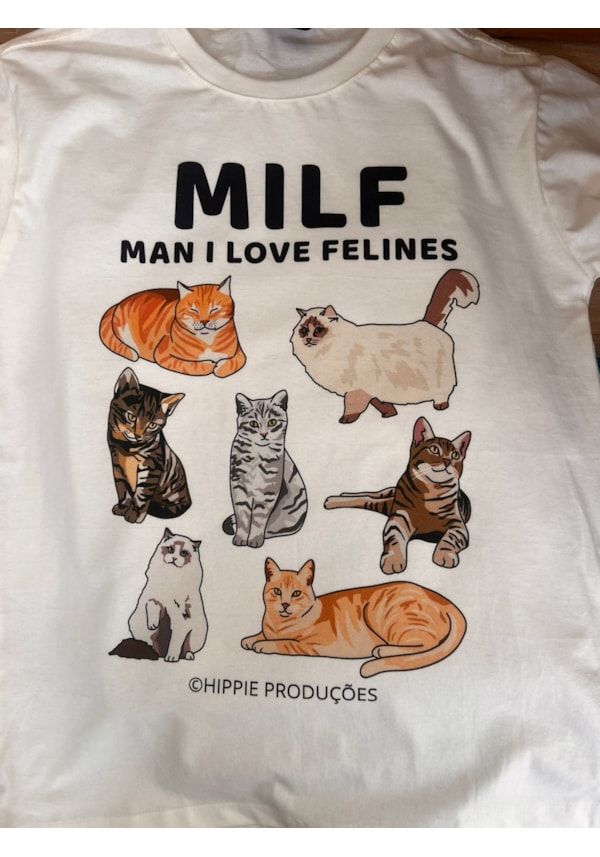 Camiseta Milf Man I Love Felines - Off-White