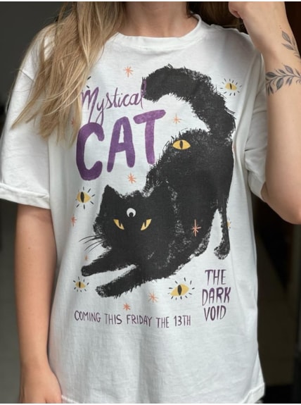 Camiseta Mystical Cat - Off-White