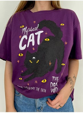 Camiseta Mystical Cat - Roxa