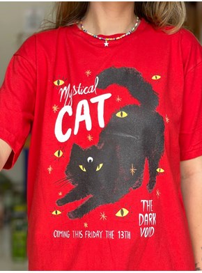 Camiseta Mystical Cat - Vermelha