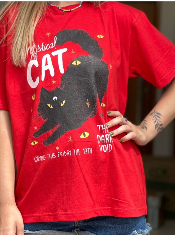 Camiseta Mystical Cat - Vermelha — imagem 2