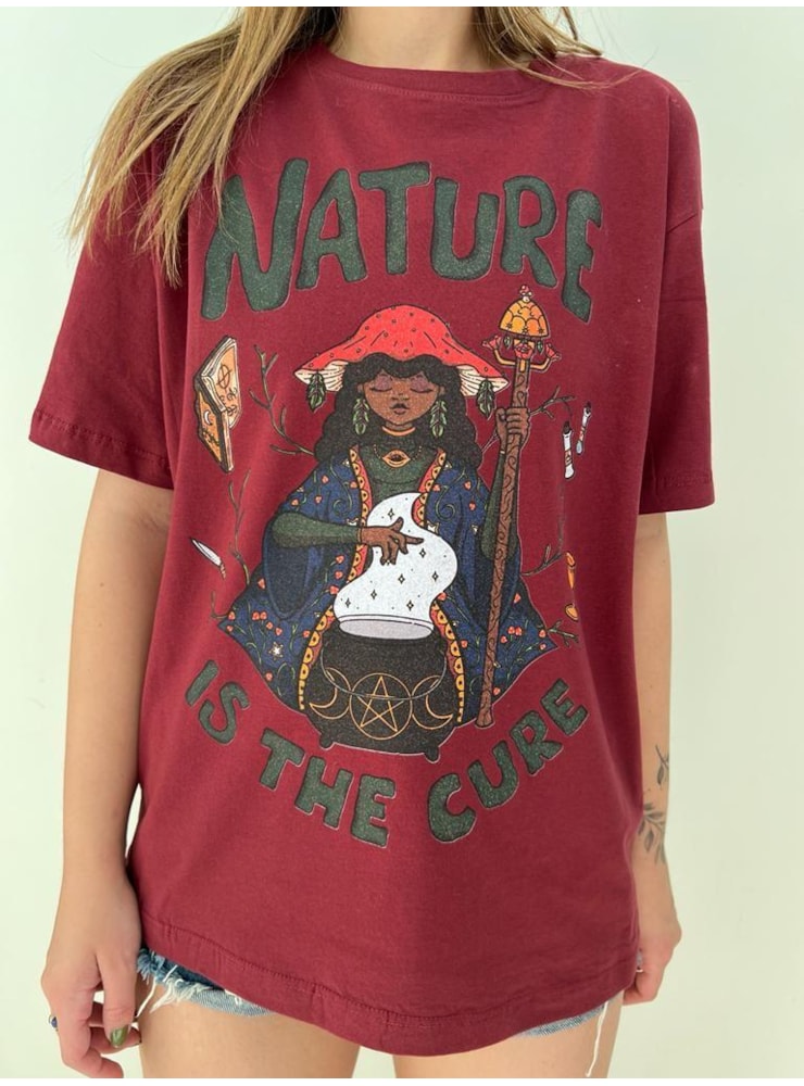 Camiseta Nature is the Cure - Marsala — imagem 1