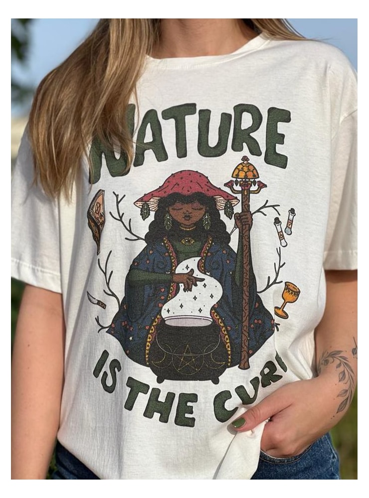 Camiseta Nature is the Cure - Off-White — imagem 2
