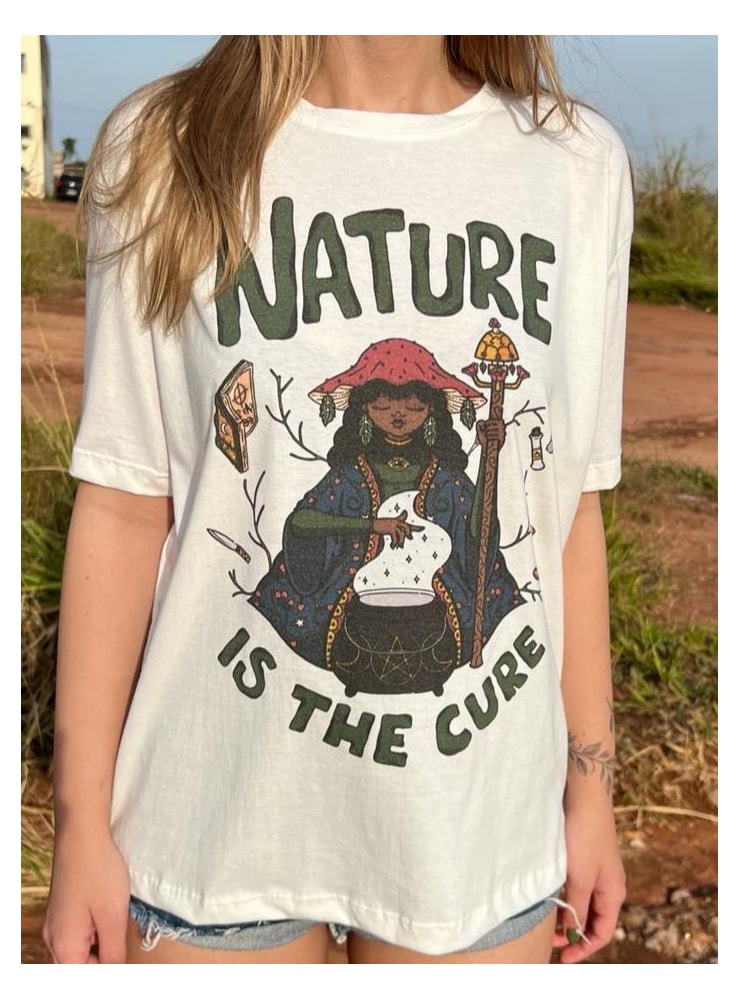 Camiseta Nature is the Cure - Off-White — imagem 1