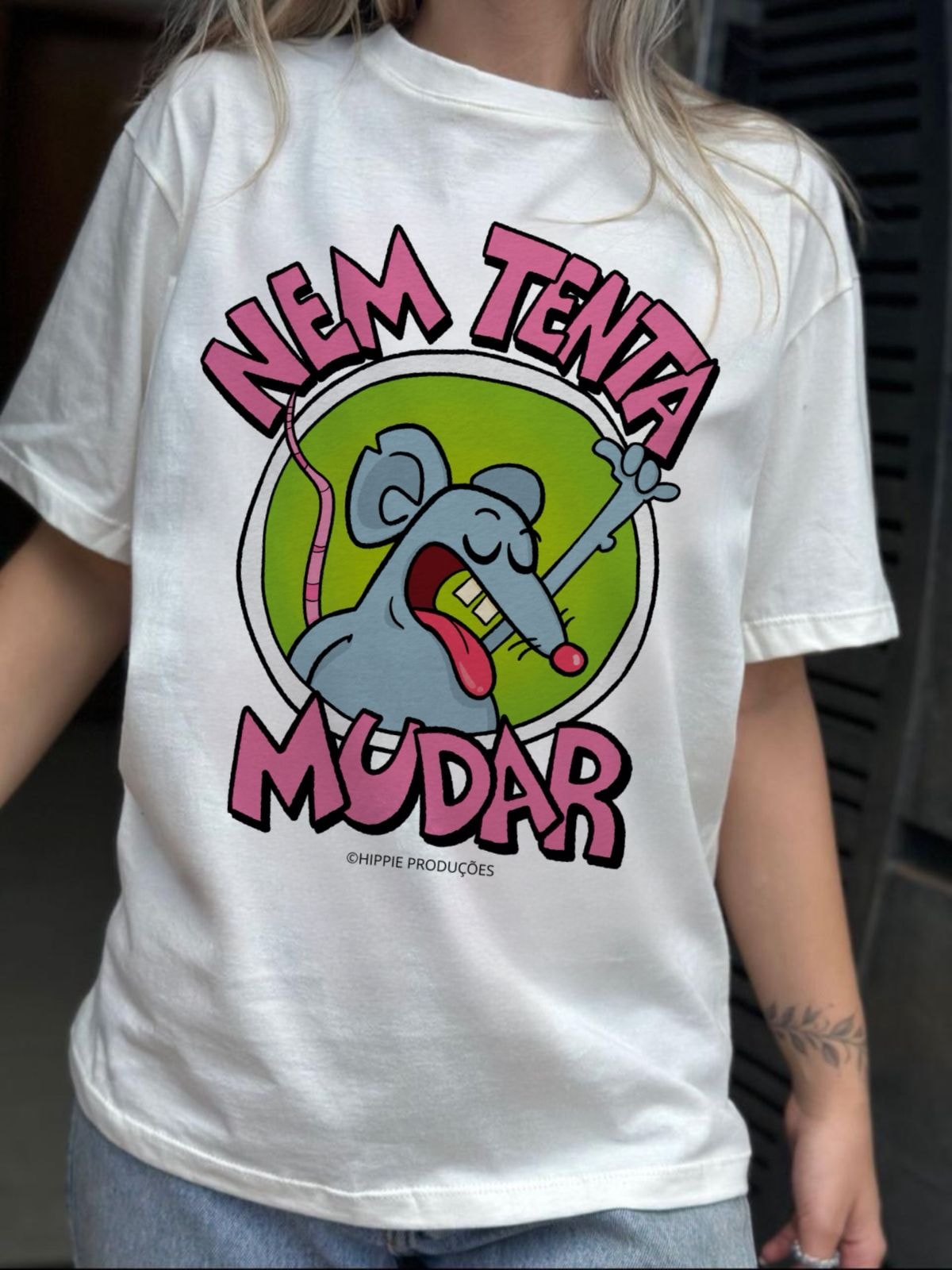Camiseta Nem tenta mudar - Off-White — imagem 1