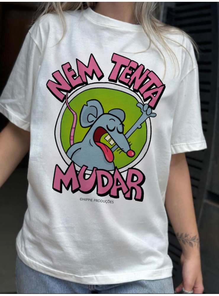 Camiseta Nem tenta mudar - Off-White — imagem 1