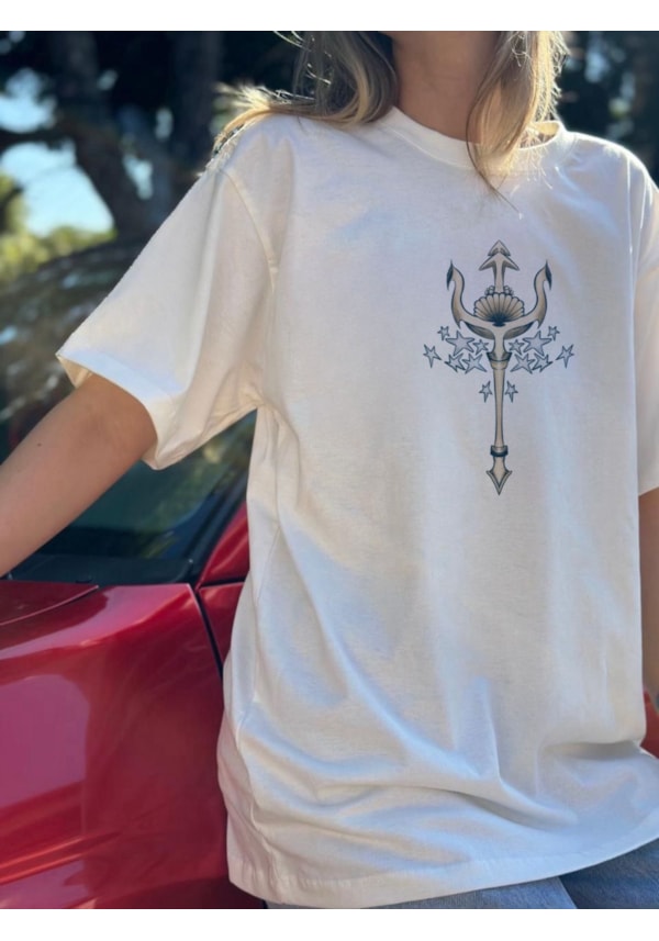 Camiseta Netuno - Off-White - Frente e Verso