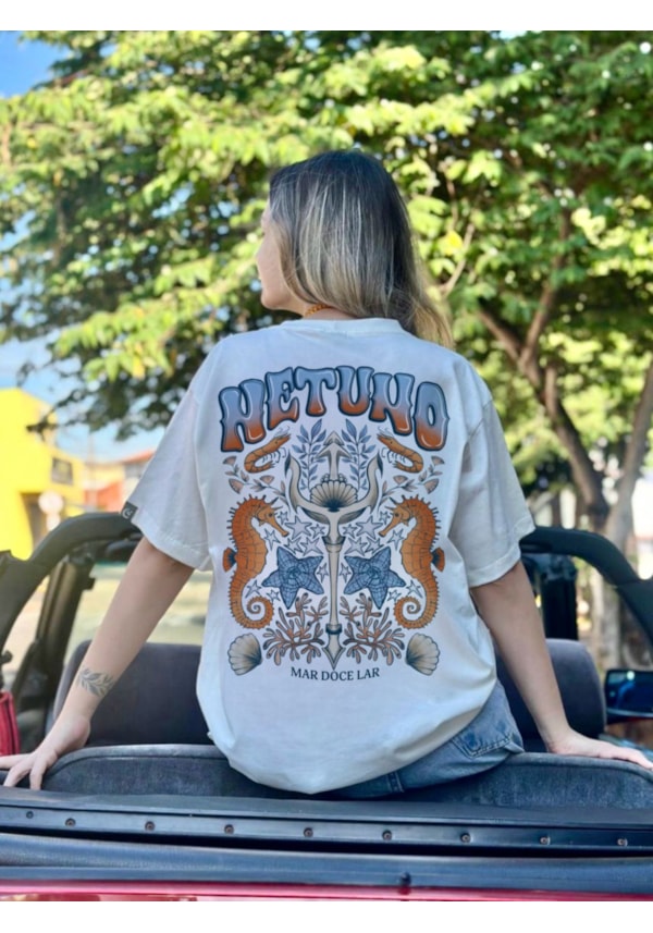 Camiseta Netuno - Off-White - Frente e Verso