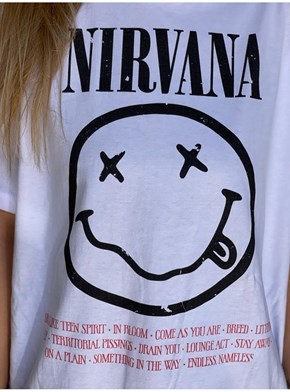 Camiseta Nirvana Logo - Branca