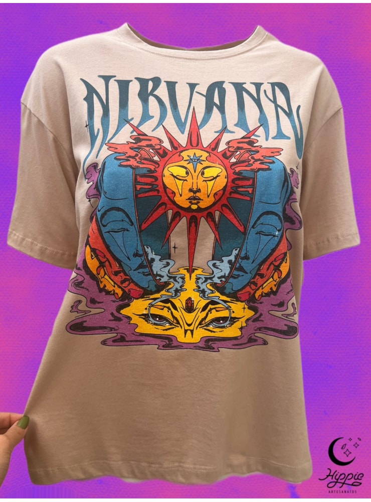 Camiseta Nirvana Psicodélica - Cáqui — imagem 2