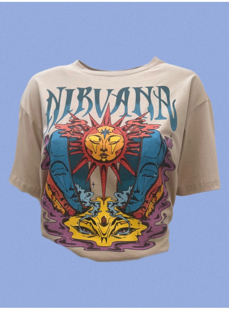Camiseta Nirvana Psicodélica - Cáqui — imagem 1
