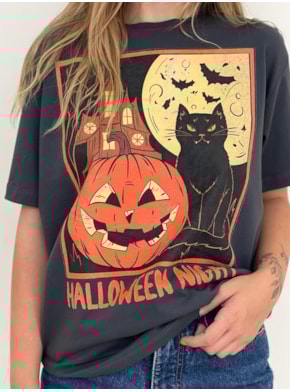 Camiseta Noite de Halloween - Chumbo