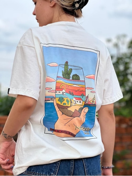 Camiseta Nordeste - Off-White - Frente e Verso