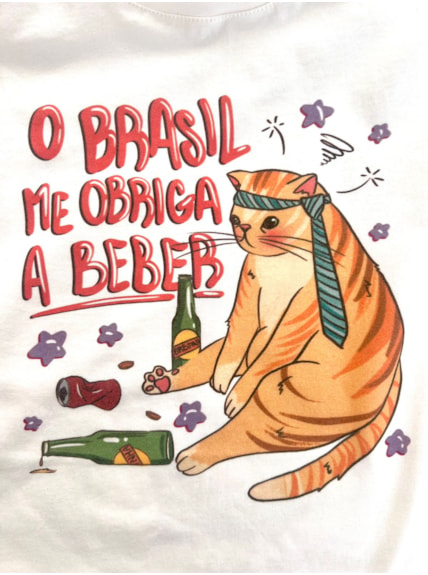 Camiseta O Brasil Me Obriga a Beber - Off-White