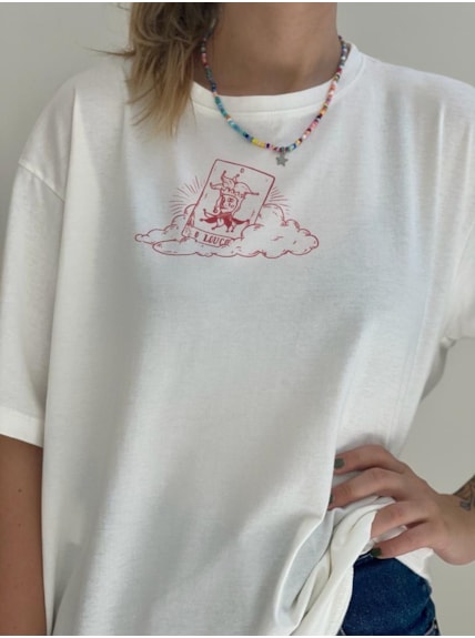 Camiseta O Louco - Off-White - Frente e Verso