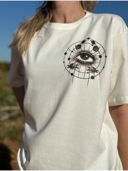 Camiseta Olhos Alma - Off-White - Frente e Verso