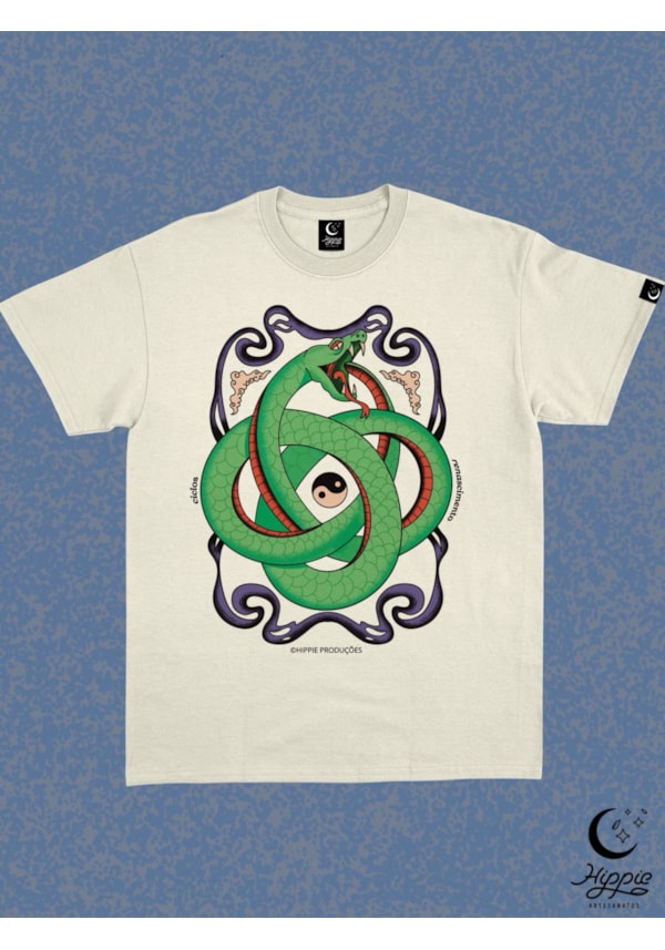 Camiseta Ouroboros Verde Menta e Roxo - Off-White